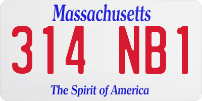 MA license plate 314NB1