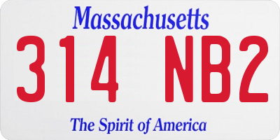 MA license plate 314NB2