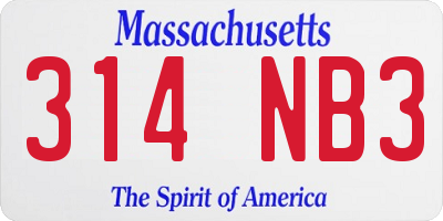 MA license plate 314NB3