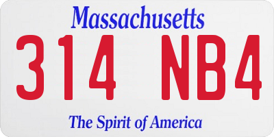 MA license plate 314NB4
