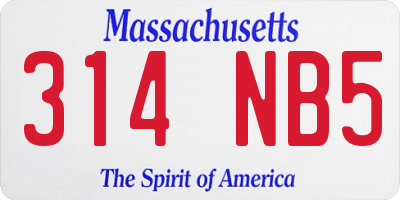 MA license plate 314NB5