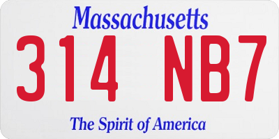 MA license plate 314NB7