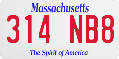 MA license plate 314NB8