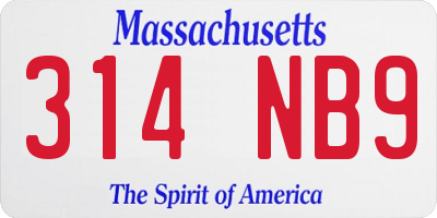 MA license plate 314NB9