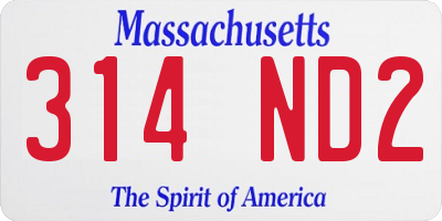 MA license plate 314ND2