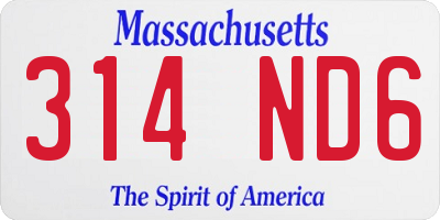 MA license plate 314ND6