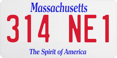 MA license plate 314NE1
