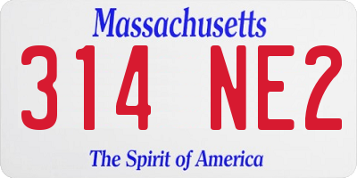 MA license plate 314NE2