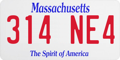 MA license plate 314NE4