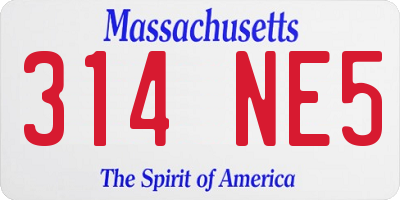 MA license plate 314NE5