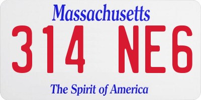 MA license plate 314NE6