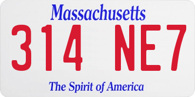MA license plate 314NE7