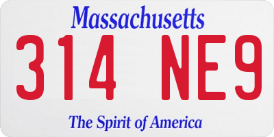 MA license plate 314NE9
