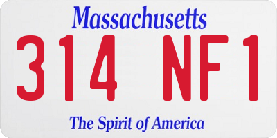 MA license plate 314NF1