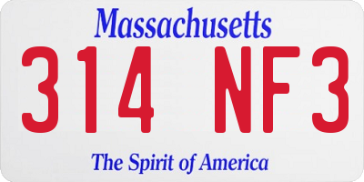 MA license plate 314NF3