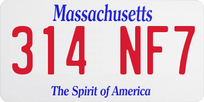 MA license plate 314NF7
