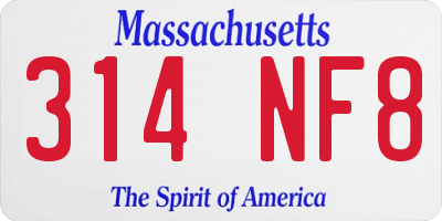 MA license plate 314NF8