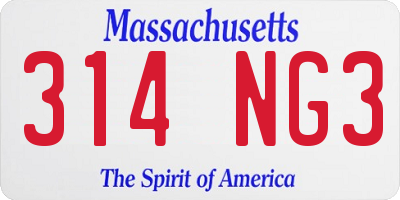 MA license plate 314NG3
