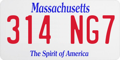 MA license plate 314NG7