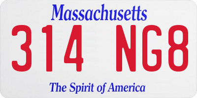MA license plate 314NG8