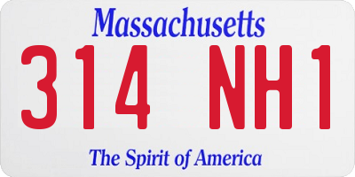 MA license plate 314NH1