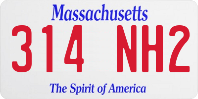 MA license plate 314NH2