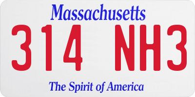 MA license plate 314NH3
