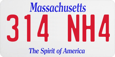 MA license plate 314NH4