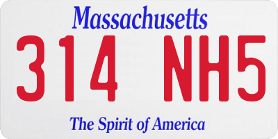 MA license plate 314NH5