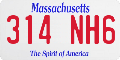 MA license plate 314NH6
