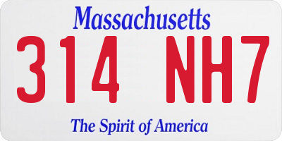 MA license plate 314NH7