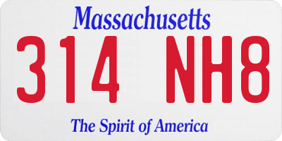 MA license plate 314NH8