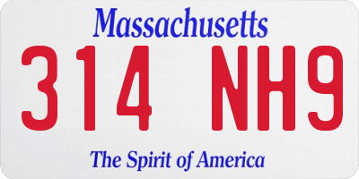 MA license plate 314NH9