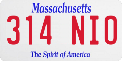 MA license plate 314NI0