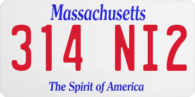 MA license plate 314NI2