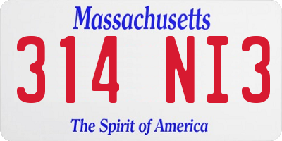 MA license plate 314NI3