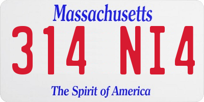 MA license plate 314NI4