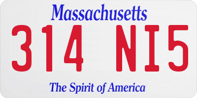 MA license plate 314NI5
