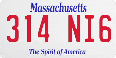 MA license plate 314NI6