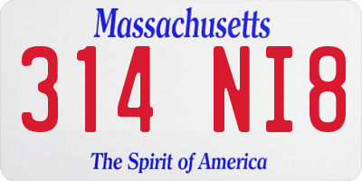 MA license plate 314NI8