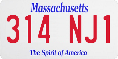 MA license plate 314NJ1