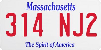 MA license plate 314NJ2