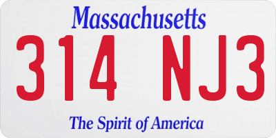MA license plate 314NJ3