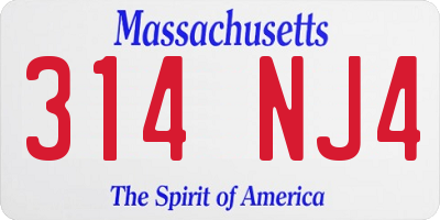 MA license plate 314NJ4