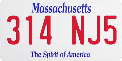 MA license plate 314NJ5