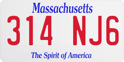 MA license plate 314NJ6