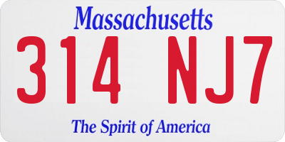 MA license plate 314NJ7