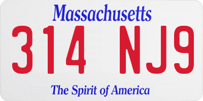 MA license plate 314NJ9