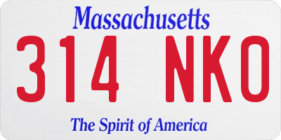MA license plate 314NK0