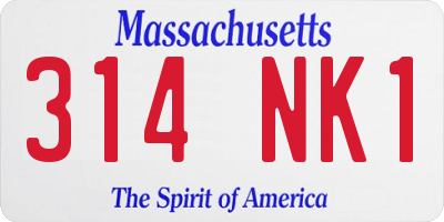 MA license plate 314NK1